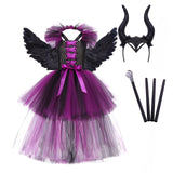 Sleeping Spell Costume Halloween Demon Witch Mesh Tutu Dress Dark Witch