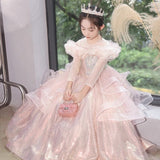 Kid Girl High-end Princess Flower Host Piano Performance Dresses