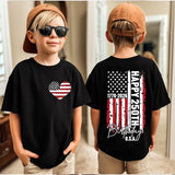 American 250th Anniversary Kid National Flag Love Printed Casual Short Sleeve T-Shirt