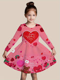 2-10T Kid Girl Christmas Long Sleeve Fashion Casual 3D Print Dresses