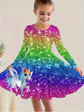 2-10T Kid Baby Girl Fashionable Foreign Pony Poly Print Cute Casual Dresses