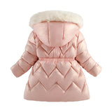 Girls' Winter New Cotton Clothes Children's Bright Leather Leave-in Hooded Cotton Jacket
