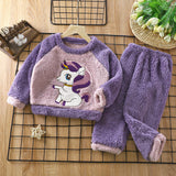 Kid Baby Boy Girl Winter Flannel Warm Homewear Pajamas