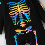 Baby Halloween Skull Character Stylish Luminous Skeleton Rompers