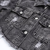 7-12Y Kid Girl Casual Versatile Short Denim Suit 2 Pcs Set