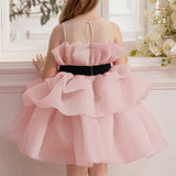 2-8Y Kid Girl Ruffle Cake Piano Catwalk Birthday Party Dresses