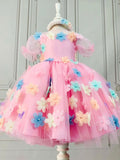 Kid Girl European American Flower Mesh Princess Sweet Dresses