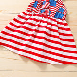 Baby Girls 4th-of-July Independence Day Bowknot Denim Striped Dress