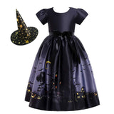 Kid Girl Halloween Pumpkin Lantern Ghost Fairy Cartoon Print Dresses