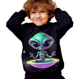 Kid Boy 3D Dinosaur Print  Round Neck Pullover Cartoon Shirts