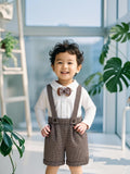 Baby Boy Long Sleeve British Style  Birthday Overalls 2 pcs Set