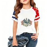 Kid Girl USA Independence Day 250th Anniversary Trend Loose Casual T-Shirt Tops