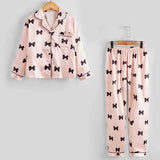 5-12Y Kid Girl Autumn Faux Silk Long-sleeve  Loungewear Pajamas