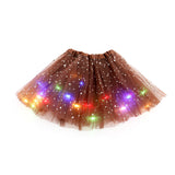 Kid Girl Sequined Led Illuminated Tutu Half-body Mesh Skirts