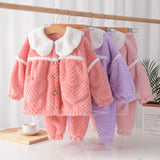 Kid Girl Autumn Winter Flannel Warm Home Pajamas