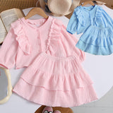 Kid Baby Russian Girls Cotton Flying Sleeve 2 Pcs Set