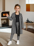 INS Jacket & Black Short Suspenders & Nine-point Pants Girls Three-piece Set