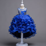 Kid Girls Bronzing Embroidery Trailing Performance Dress