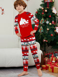 Family Matching Bear Snowflake Letters Stripes Christmas Parent-child Pajamas