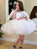 Kid Girl White Evening Flower Sequined Princess Dress