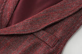 6M-5T Kid Baby Boy Performance Red Plaid Formal Christmas Suit 4 Pcs Set
