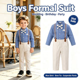 6M-8T Kid Baby Boys Formal Blue Overalls Wedding Birthday Party Suit 2 Pcs Set