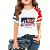 Kid Girl USA Independence Day 250th Anniversary Trend Loose Casual T-Shirt Tops