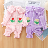 Kid Baby Girl Autumn Winter Loungewear Plush Long-sleeved Pajamas