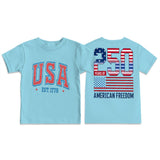 Kid Girl Boy Crew Neck Independence Day Short Sleeve Loose Casual T-Shirt Tops