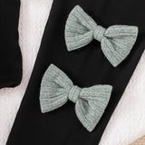 Girls Crew Neck Love Printed Lace Long Sleeve Bow Trousers