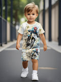 2026 New Sports Style Round Neck Short-sleeved Shorts Set Is Loose and Comfortable