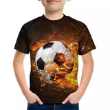 Kid Boy Flame Football 3D Printed Casual Short Sleeve T-Shirt