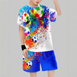 2-12T Kid Baby Boy Summer Sports Set Football 3D Printed Quick-drying 2 Pcs Set