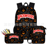 Backwood Digital Printing Large Capacity Halloween Backpack Schoolbags 3pcs Set