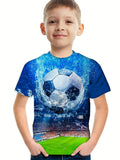 Kid Boy Flame Football 3D Printed Casual Short Sleeve T-Shirt