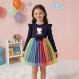 2-8T Kid Girls Cartoon Print Casual Mesh Dresses