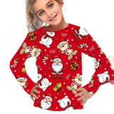 2-12T Kid Girl Cute Casual Fashion Christmas Print Long Sleeve T-shirt