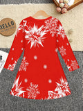 3-12Y Kid Girl Christmas Autumn Long-sleeved 3D Printing Dresses