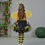 Animal Striped Bee Dress Set Girls Mesh Dress Halloween