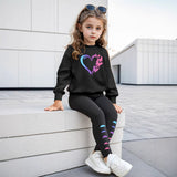 INS Girls 2-piece Set & Love Butterfly Print Long Sleeve Sweater Tights Outdoor Leisure Sports