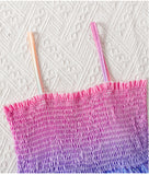 Kid Girls Suspender Mesh Gradual  Rainbow Casual Dress