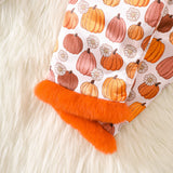 1-4Y Halloween Baby Cute Pumpkin Print Lapel Pajama 2 Pcs Set