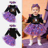 0-18M Baby Girl Halloween Costume Holiday Atmosphere Long Sleeves 3 Pcs Set