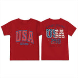 Kid Boy Girl Round Neck Short Sleeves Loose Casual Summer Independence Day T-shirt