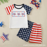 Baby Boy Girl Summer Independence Day Short T-Digital Printed 2 Pcs/set