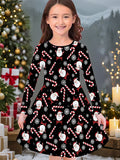 2-10T Kid Girl Crew Neck Long-sleeved Flower Casual Dresses