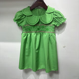 Kid Baby Girls Summer Embroidered Four-leaf Cute Doll Dress