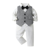 Baby Boy Spring Autumn British Plaid 3 Pcs Set