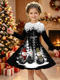 3-12Y Girls Long Sleeve 3D Printed New Year Dress