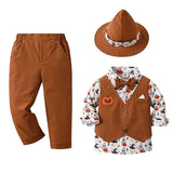 Halloween Pumpkin Costume Children's Clothes Baby Wizard Hat Three-piece Boy Suit